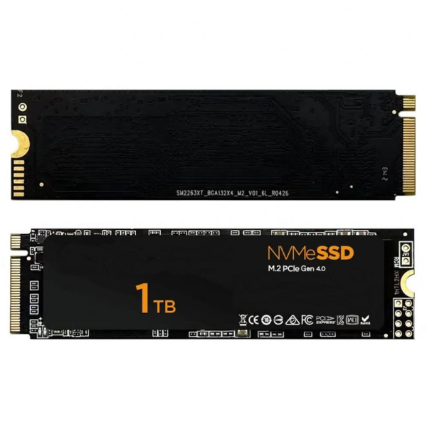 M.2 NVMe PCIe Gen 4.0 solid state drive 1 TB, front and back view