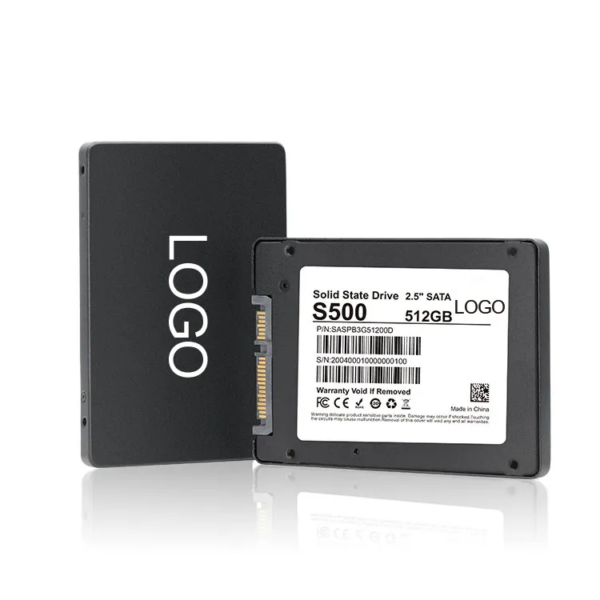 2.5 inch SATA solid state drive 512 GB with black aluminium shell